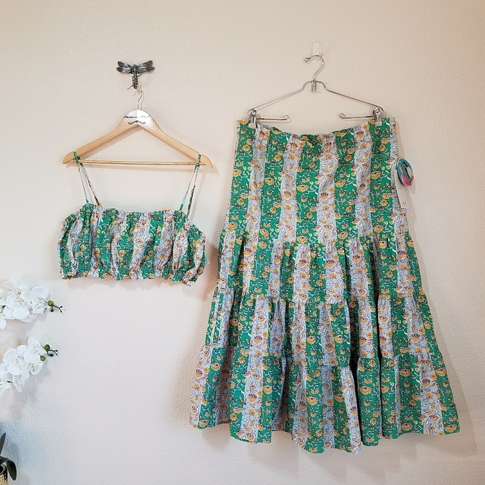 RHODE x Target 2-Piece Set Outfit Whimsical Floral Crop Top & Midi Skirt